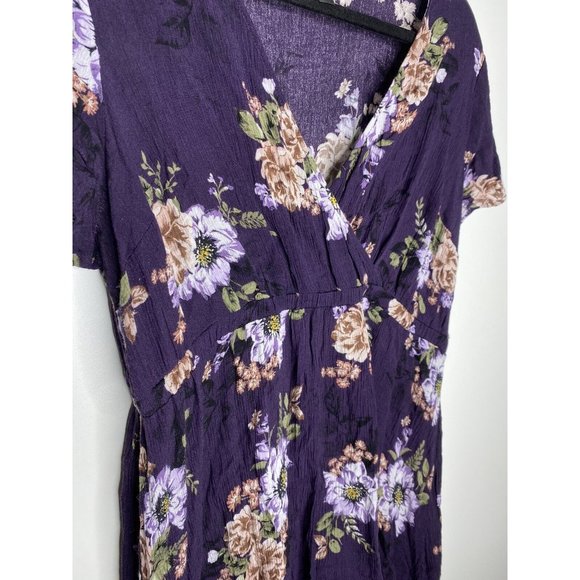 Torrid Tunic Size 00 10/M/L Women's Dark Purple Floral Gauze Babydoll Tunic - Picture 3 of 7